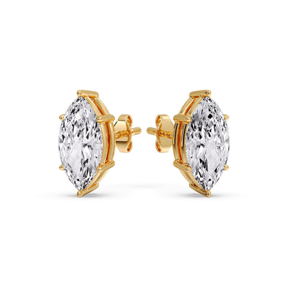 6 Prong Marquise Diamonds Solitaire Stud Earring in Basket Setting
