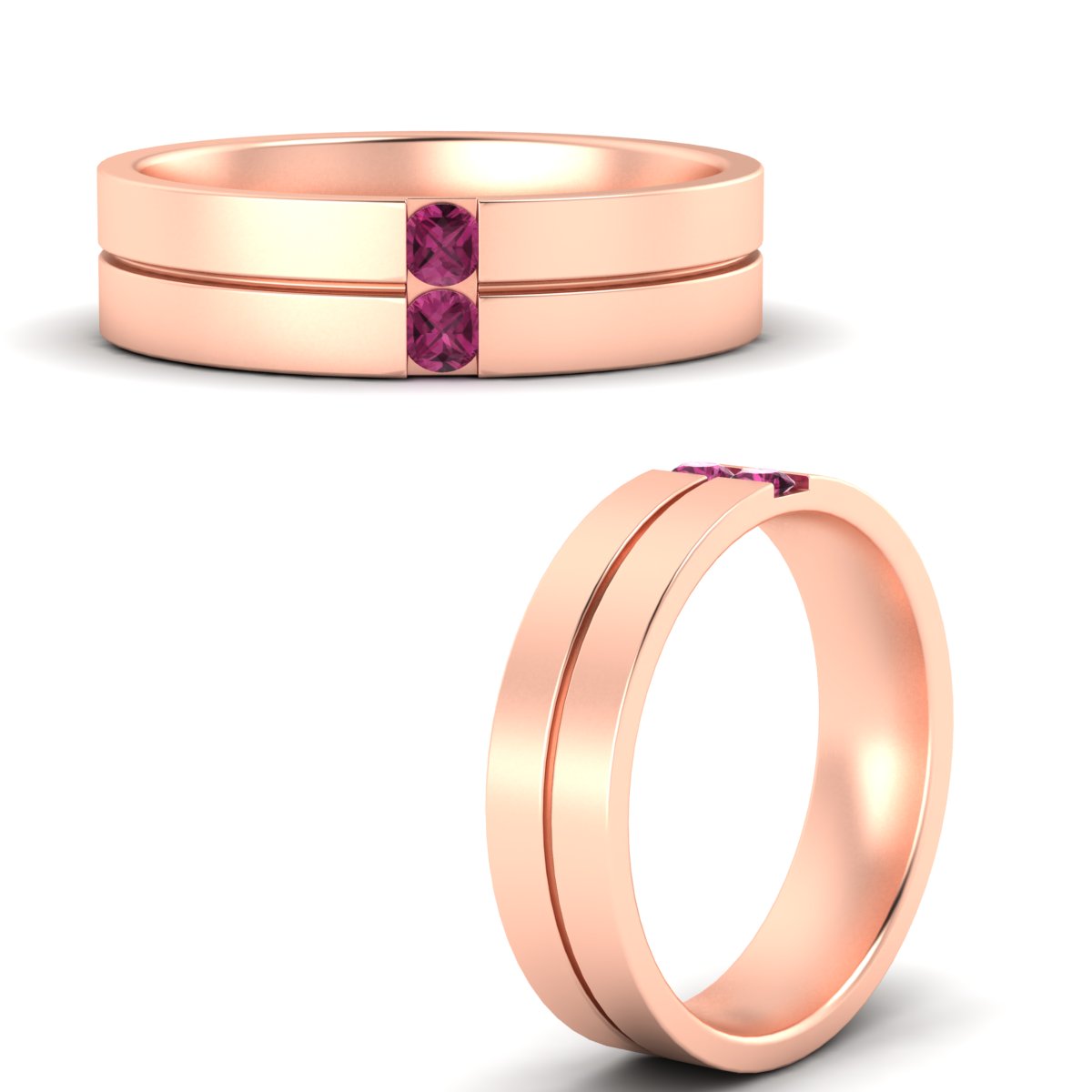 Mens 2 Stone Band