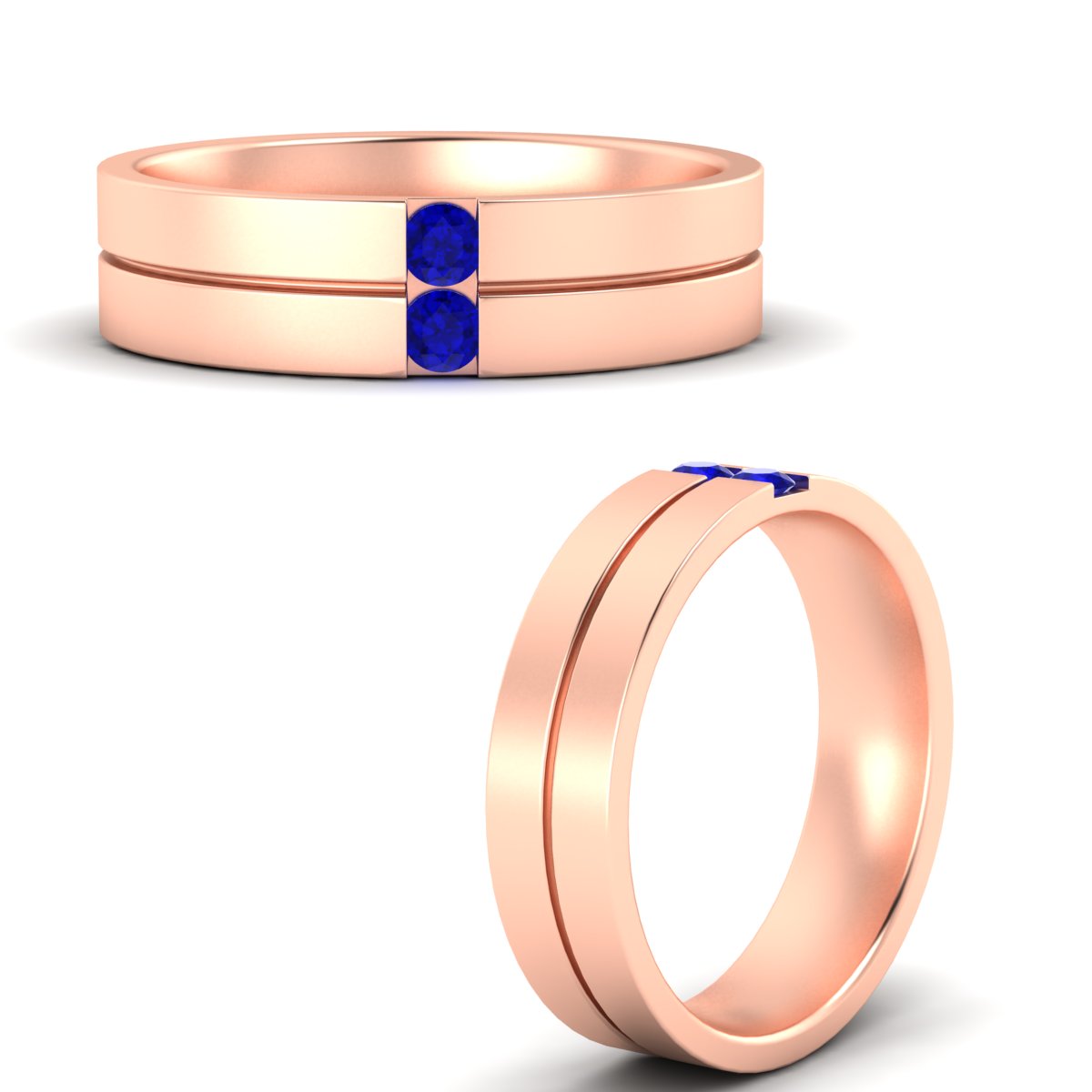 Mens 2 Stone Band