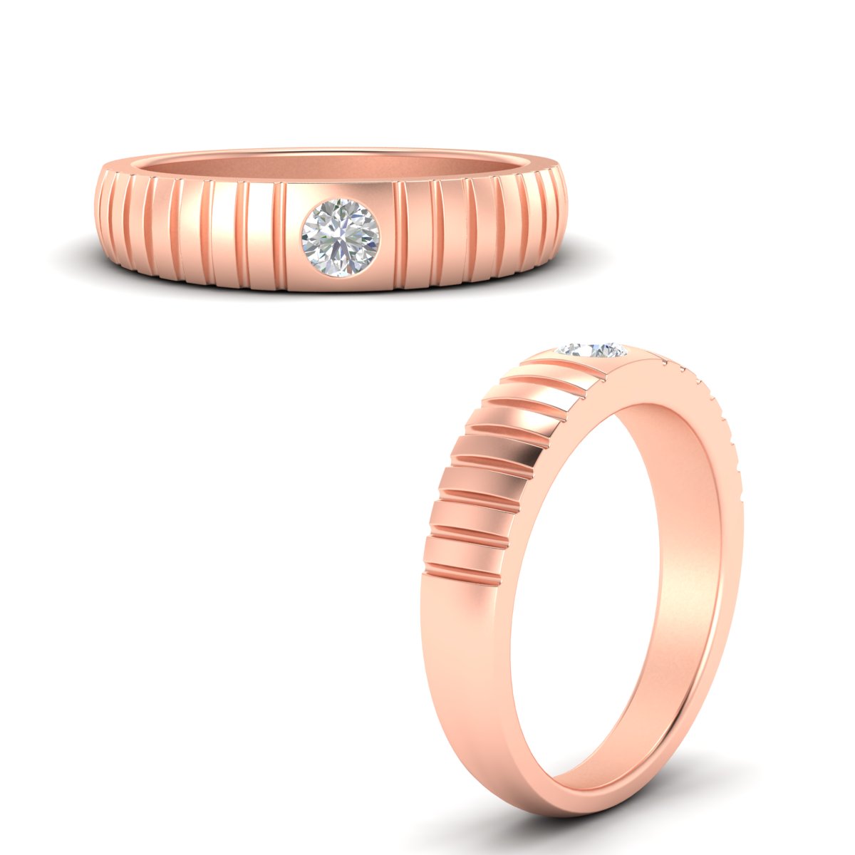 Mens Bezel Set Modern Wedding Ring