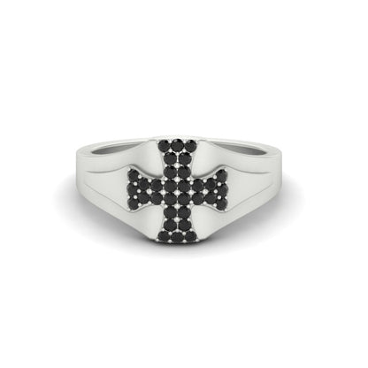 Mens Cross Gemstone Engagement Ring