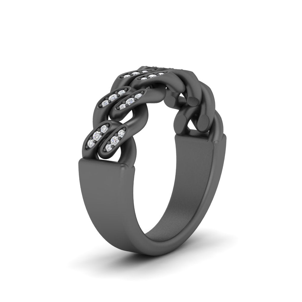 Mens Cuban Link Diamond Wedding Ring