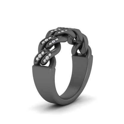 Mens Cuban Link Diamond Wedding Ring
