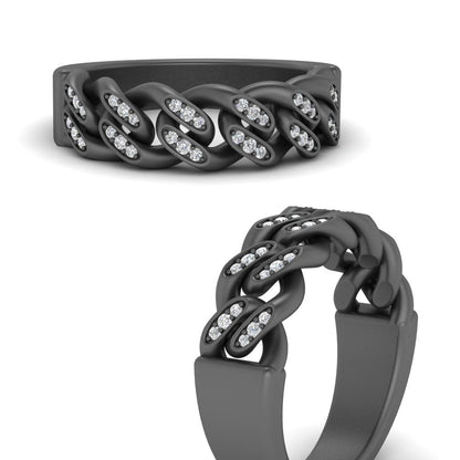 Mens Cuban Link Diamond Wedding Ring