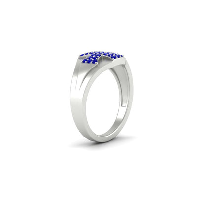 Mens Cross Gemstone Engagement Ring