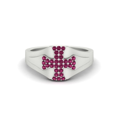 Mens Cross Gemstone Engagement Ring