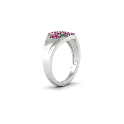 Mens Cross Gemstone Engagement Ring