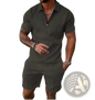 Men's Textured Polo and Shorts Coordinated Summer Set