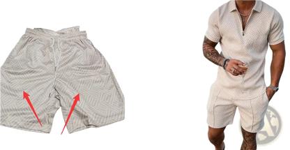 Men's Textured Polo and Shorts Coordinated Summer Set