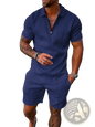 Men's Textured Polo and Shorts Coordinated Summer Set