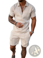 Men's Textured Polo and Shorts Coordinated Summer Set