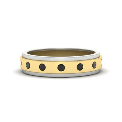 Mens Two Tone Bezel Stone Wedding Ring