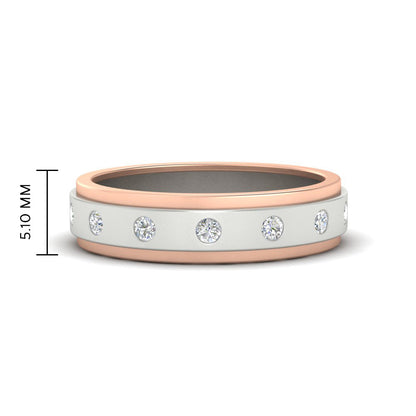Mens Two Tone Bezel Stone Wedding Ring