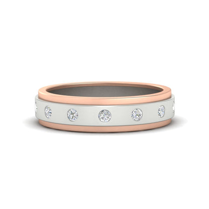 Mens Two Tone Bezel Stone Wedding Ring