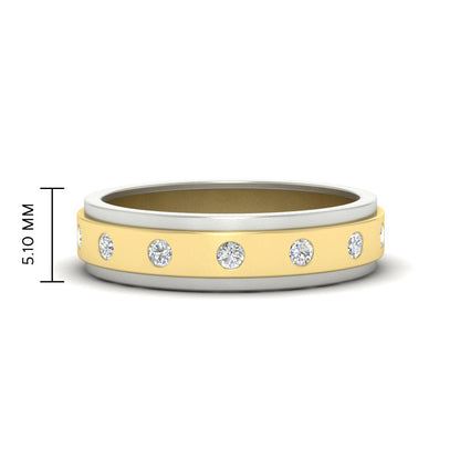 Mens Two Tone Bezel Stone Wedding Ring