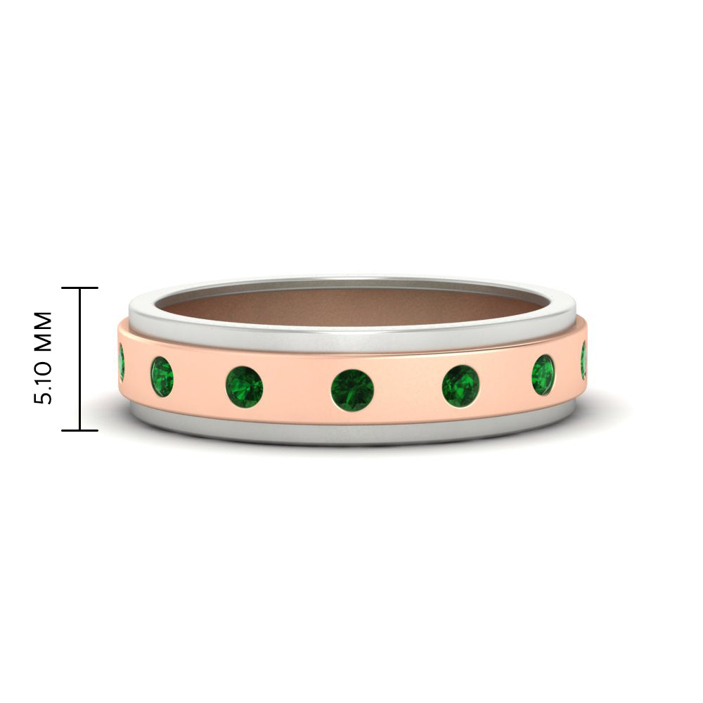 Mens Two Tone Bezel Stone Wedding Ring