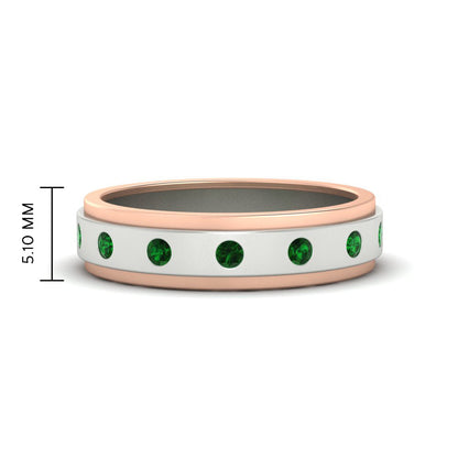 Mens Two Tone Bezel Stone Wedding Ring