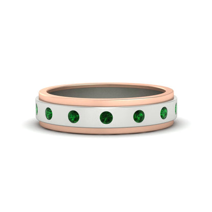 Mens Two Tone Bezel Stone Wedding Ring
