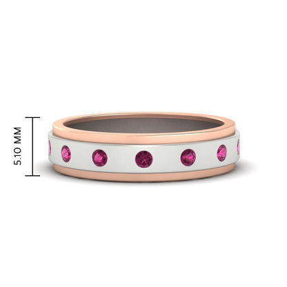 Mens Two Tone Bezel Stone Wedding Ring