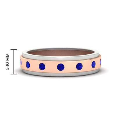 Mens Two Tone Bezel Stone Wedding Ring