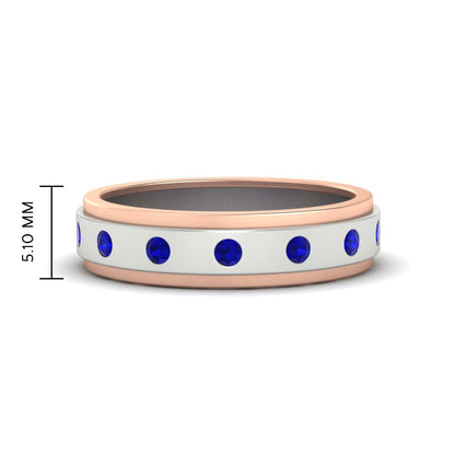 Mens Two Tone Bezel Stone Wedding Ring