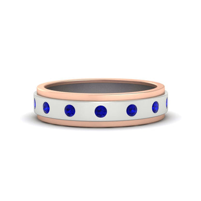 Mens Two Tone Bezel Stone Wedding Ring