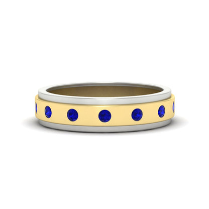 Mens Two Tone Bezel Stone Wedding Ring