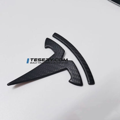 Model 3 / Y T Logo Overlay Front & Rear - Real Carbon Fiber Exterior