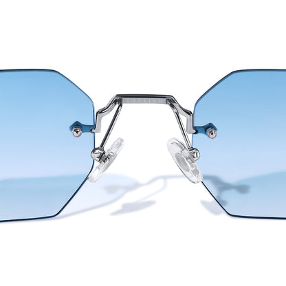 Nero 48mm Hexagon Sunglasses | Blue