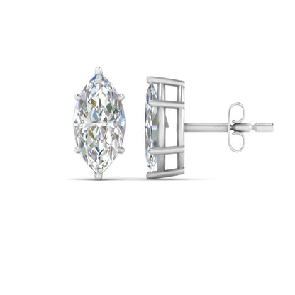 6 Prong Marquise Diamonds Solitaire Stud Earring in Basket Setting
