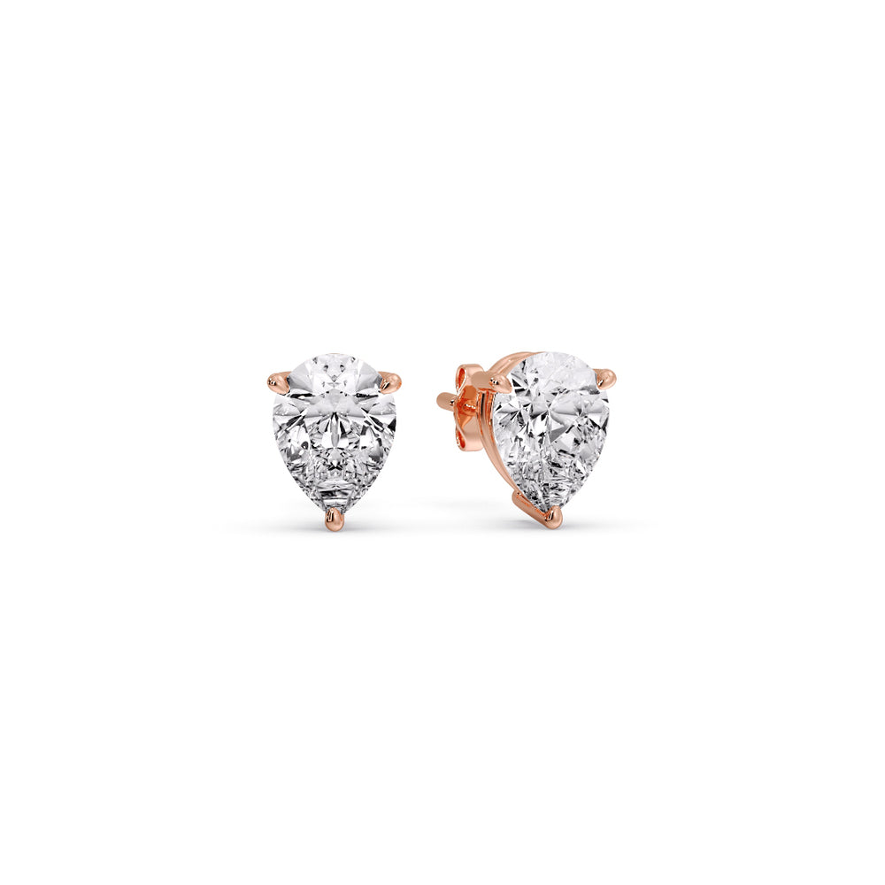 Three-Prong Pear Diamond Solitaire Stud Earrings [IGI Certified]
