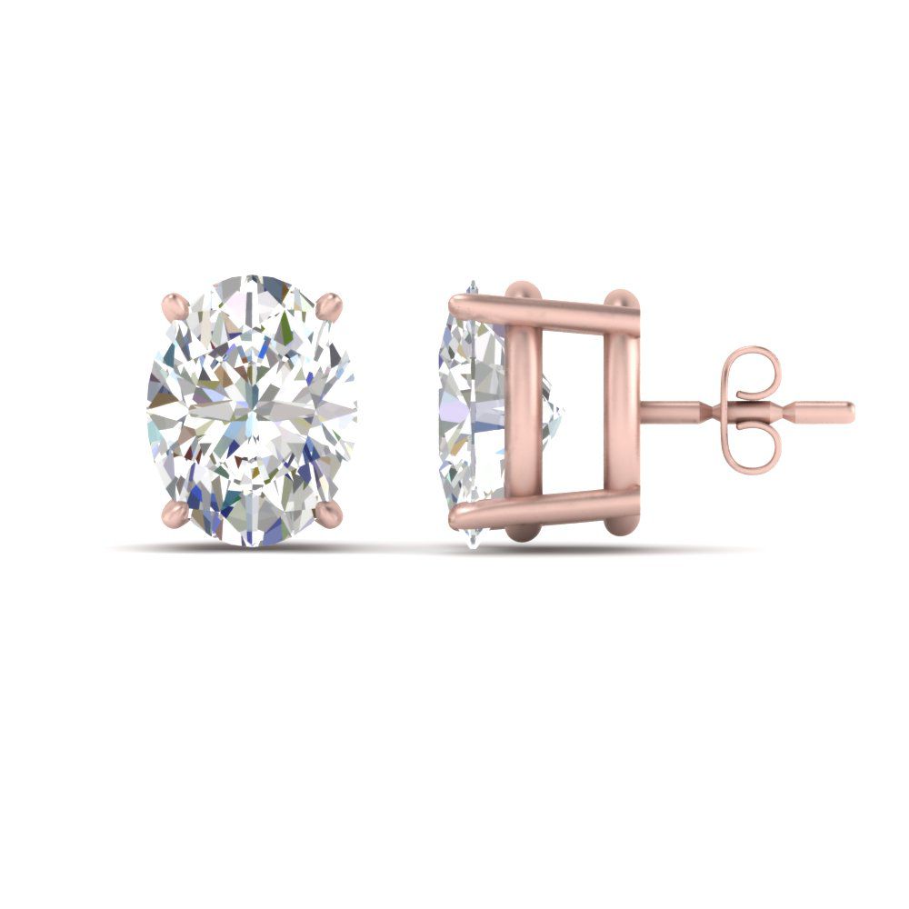 Classic Four Prong Oval Diamond Solitaire Stud Earrings [IGI Certified]
