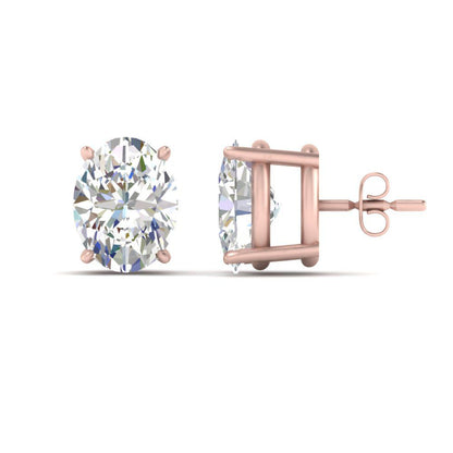 Classic Four Prong Oval Diamond Solitaire Stud Earrings [IGI Certified]