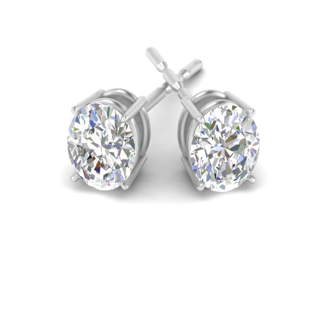 Classic Four Prong Oval Diamond Solitaire Stud Earrings [IGI Certified]