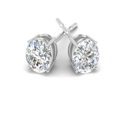Classic Four Prong Oval Diamond Solitaire Stud Earrings [IGI Certified]