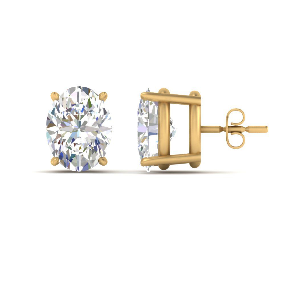Classic Four Prong Oval Diamond Solitaire Stud Earrings [IGI Certified]