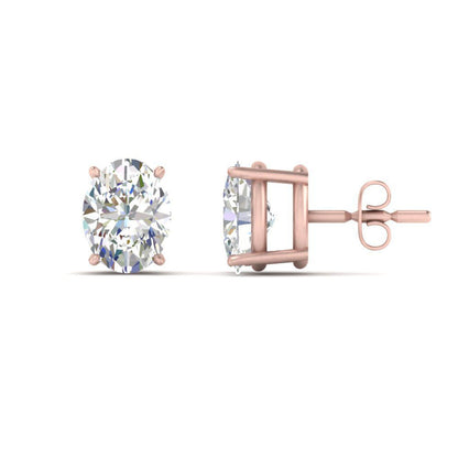 Classic Four Prong Oval Diamond Solitaire Stud Earrings [IGI Certified]