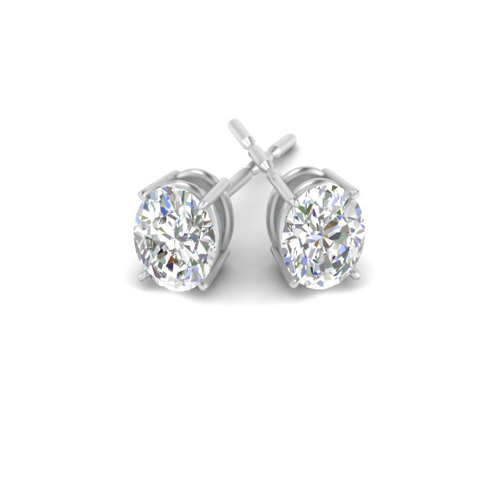 Classic Four Prong Oval Diamond Solitaire Stud Earrings [IGI Certified]