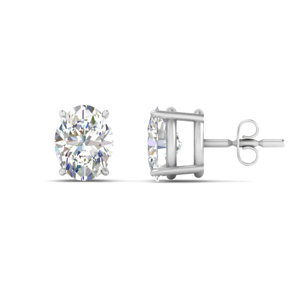 Classic Four Prong Oval Diamond Solitaire Stud Earrings [IGI Certified]