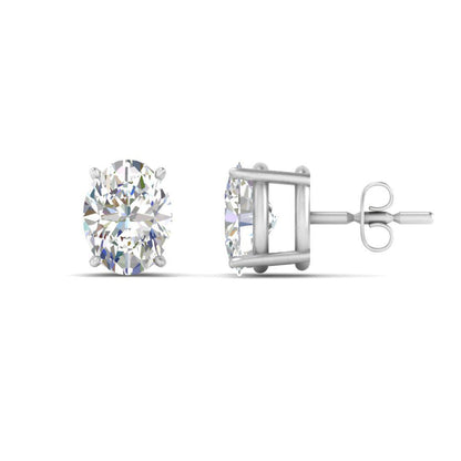 Classic Four Prong Oval Diamond Solitaire Stud Earrings [IGI Certified]