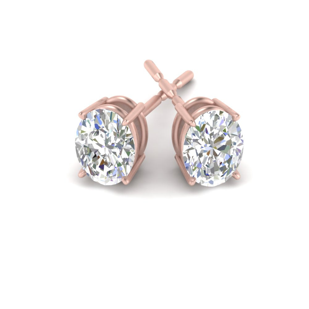 Classic Four Prong Oval Diamond Solitaire Stud Earrings [IGI Certified]