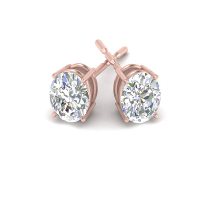 Classic Four Prong Oval Diamond Solitaire Stud Earrings [IGI Certified]