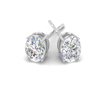 Classic Four Prong Oval Diamond Solitaire Stud Earrings [IGI Certified]