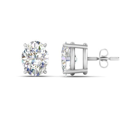 Classic Four Prong Oval Diamond Solitaire Stud Earrings [IGI Certified]