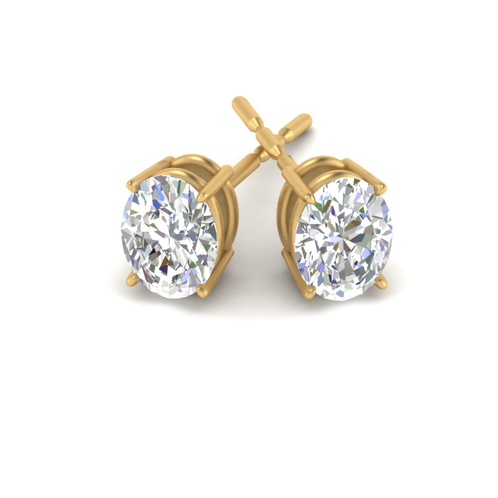 Classic Four Prong Oval Diamond Solitaire Stud Earrings [IGI Certified]