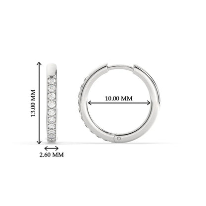 Pave Set Round Diamond Hinged Hoop Earrings