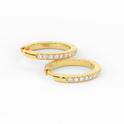 Pave Set Round Diamond Hinged Hoop Earrings