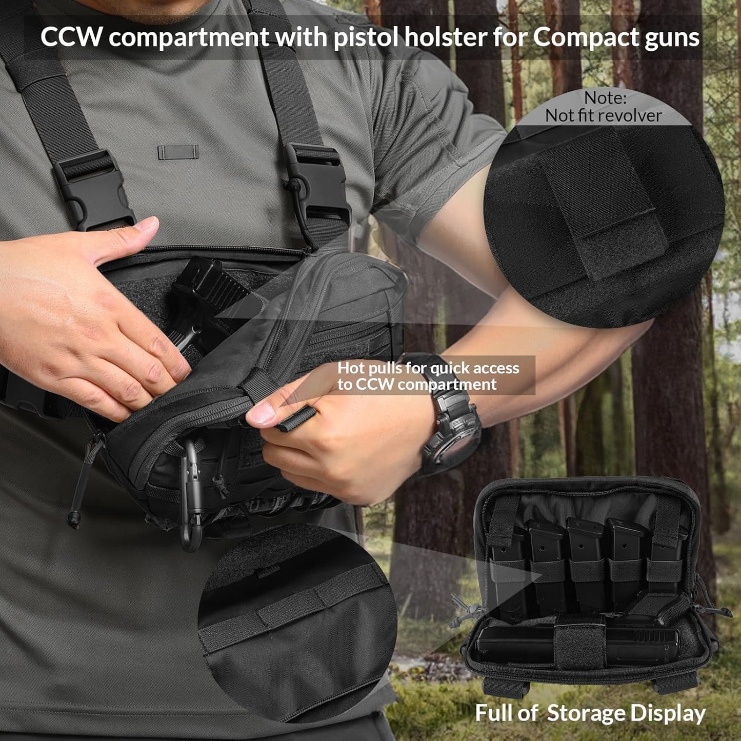 Votagoo Tactical Chest Pack EDC Chest Bag 2L Utility Molle Chest Rig Pouch