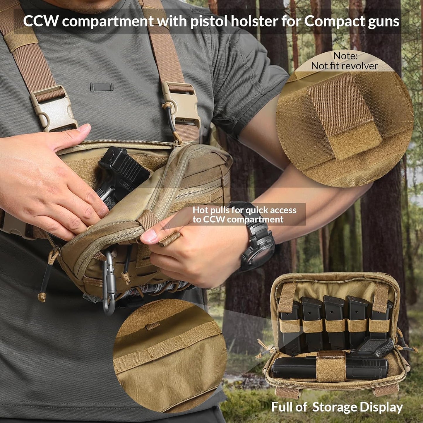 Votagoo Tactical Chest Pack EDC Chest Bag 2L Utility Molle Chest Rig Pouch