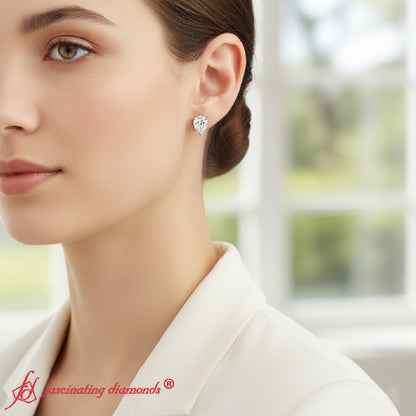 Three-Prong Pear Diamond Solitaire Stud Earrings [IGI Certified]